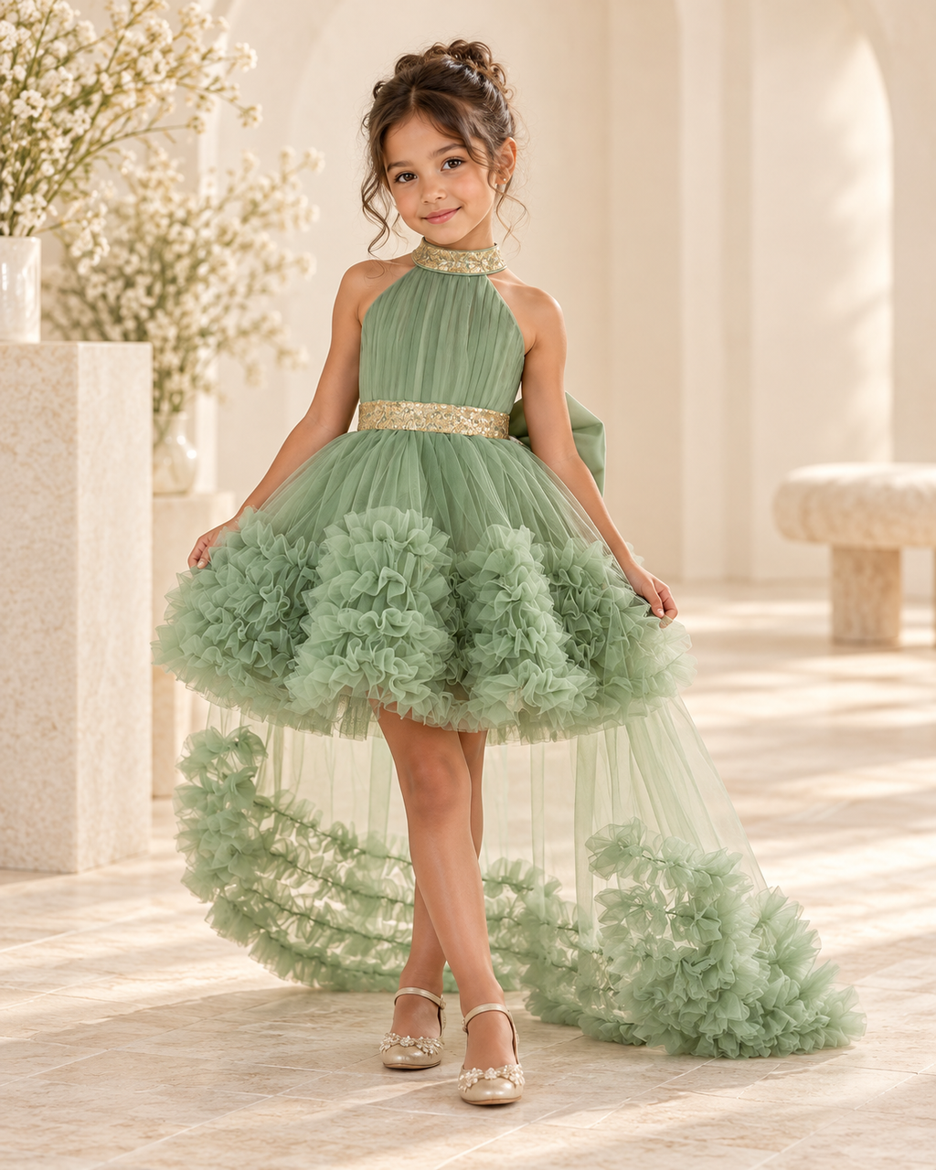 Evelyn Sequin Bow Dress