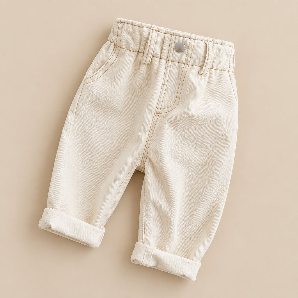 Beige shorts on a textured surface