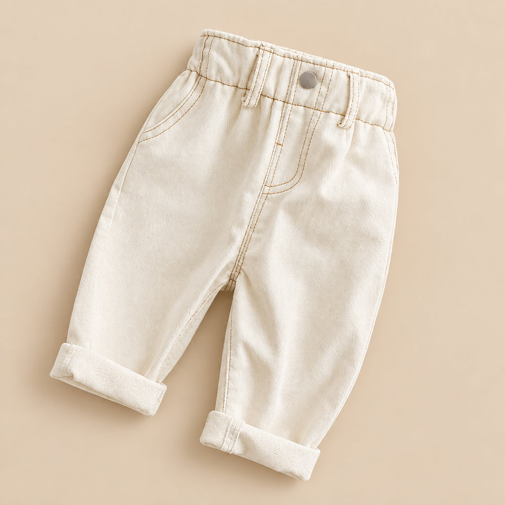 Beige shorts on a textured surface