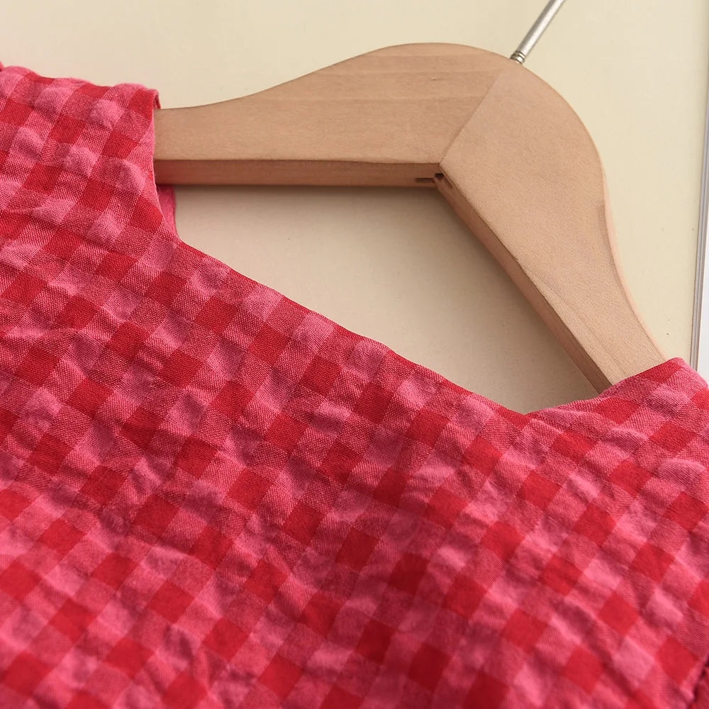 Ruby Plaid Bow Dress
