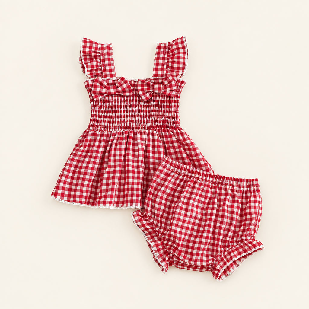 Gingham Bow Baby Set