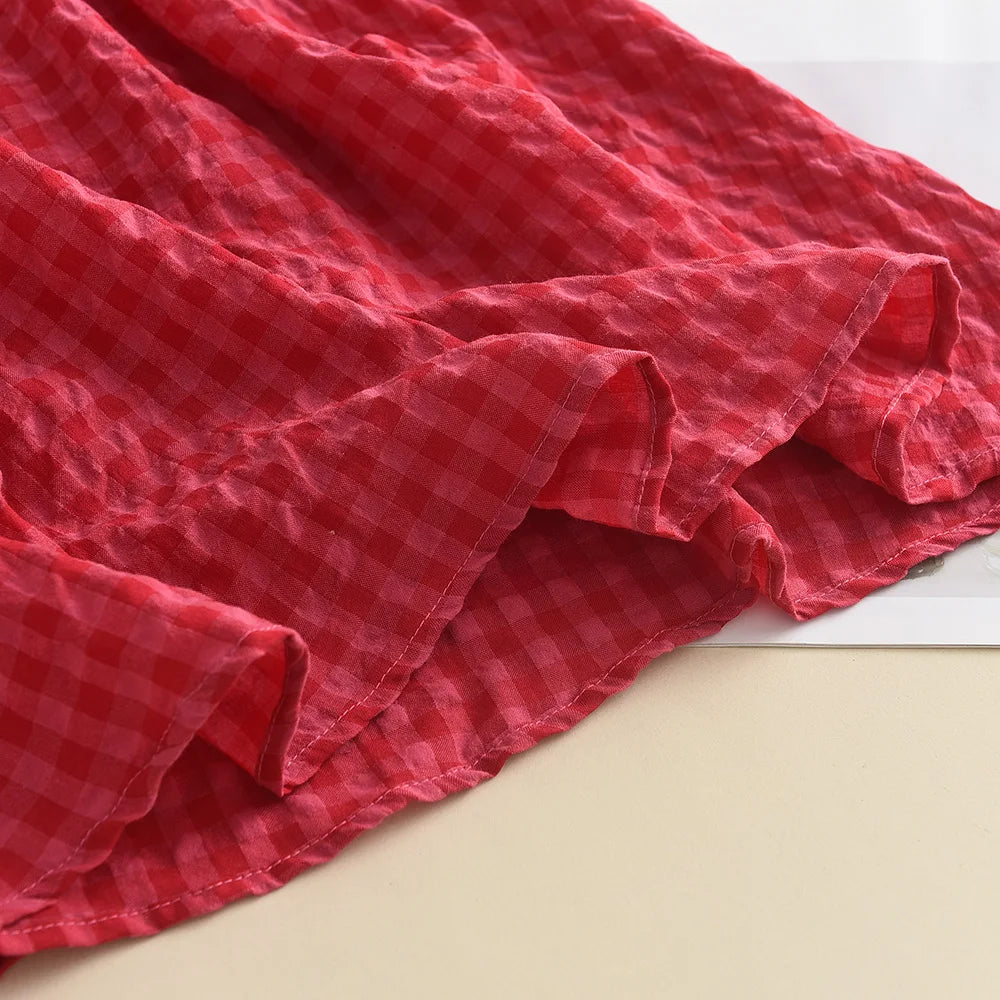 Ruby Plaid Bow Dress