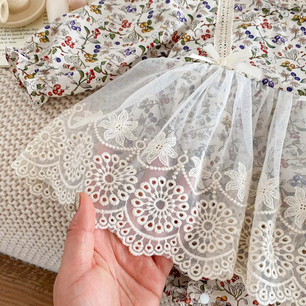 Flora Lace Newborn Romper Set