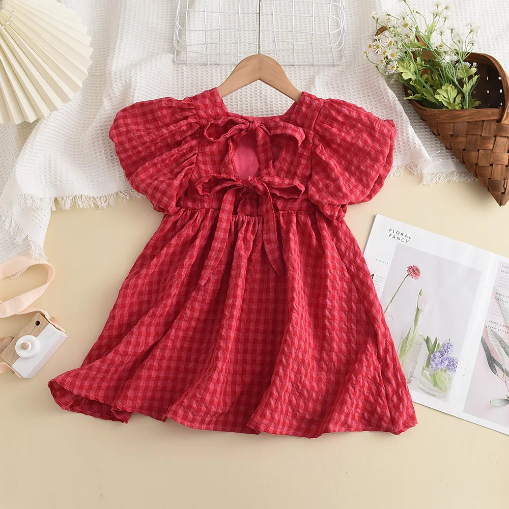 Ruby Plaid Bow Dress