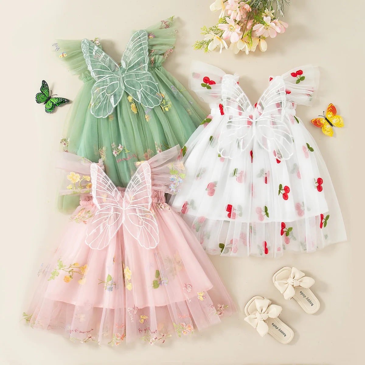 Butterfly Garden Embroidered Dress