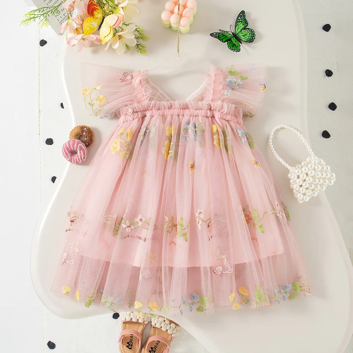 Butterfly Garden Embroidered Dress
