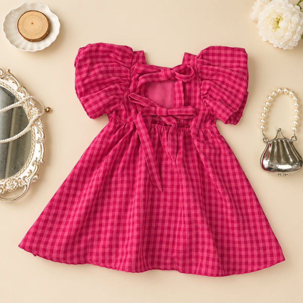 Ruby Plaid Bow Dress
