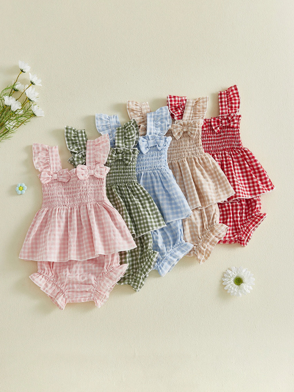 Gingham Bow Baby Set