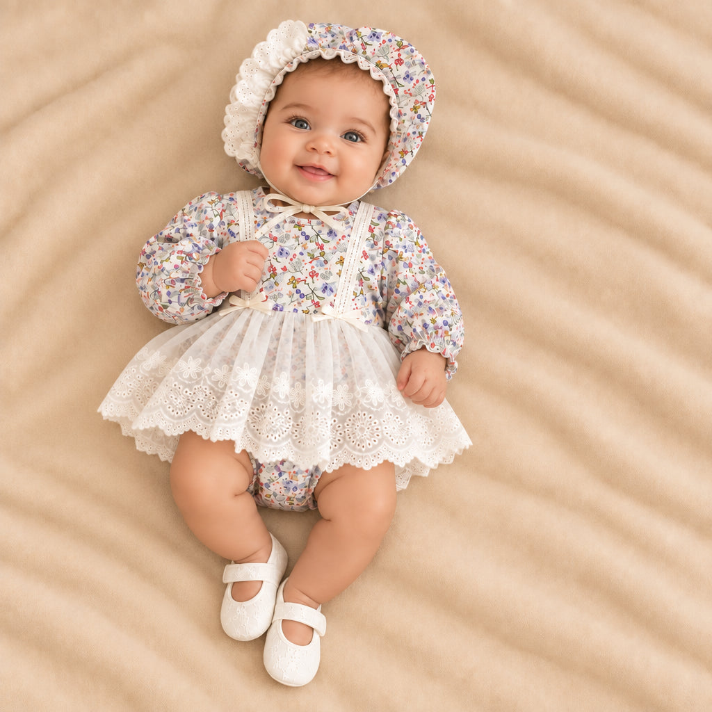 Flora Lace Newborn Romper Set