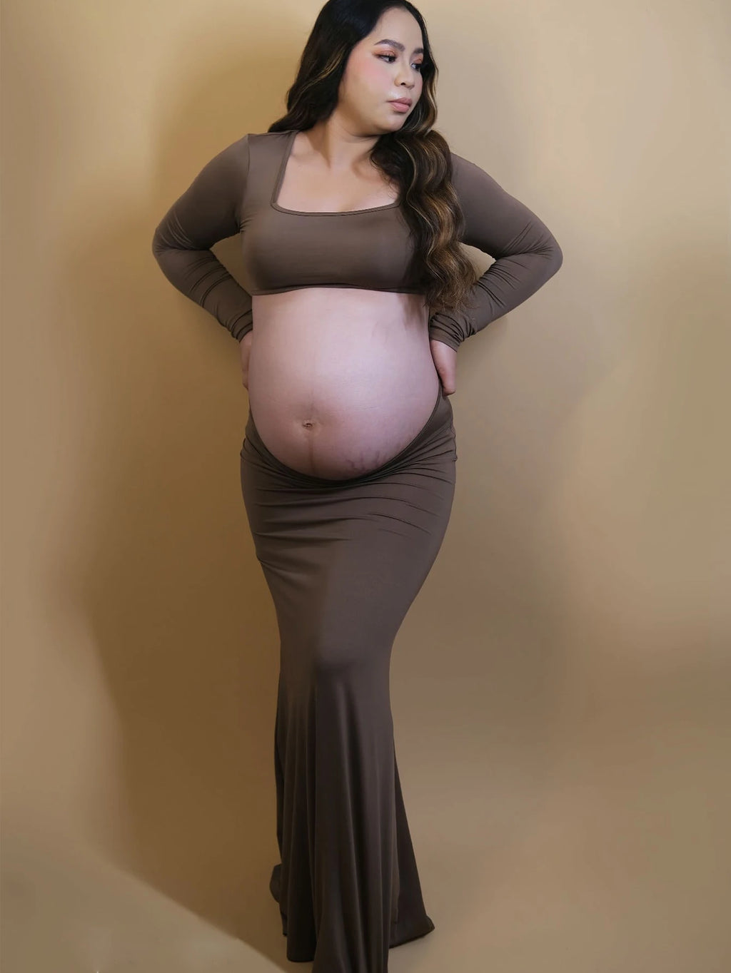 Elara Square-Neck Maternity Dress