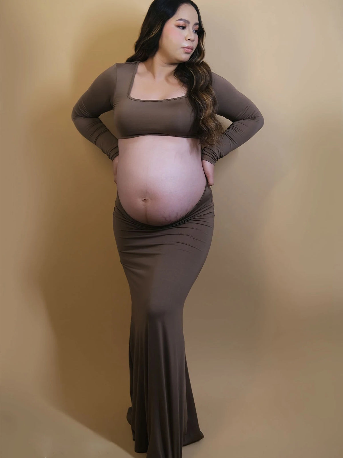 Elara Square-Neck Maternity Dress