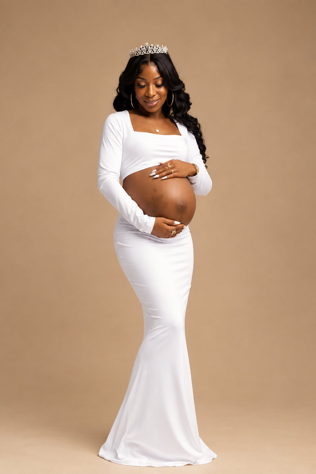 Elara Square-Neck Maternity Dress