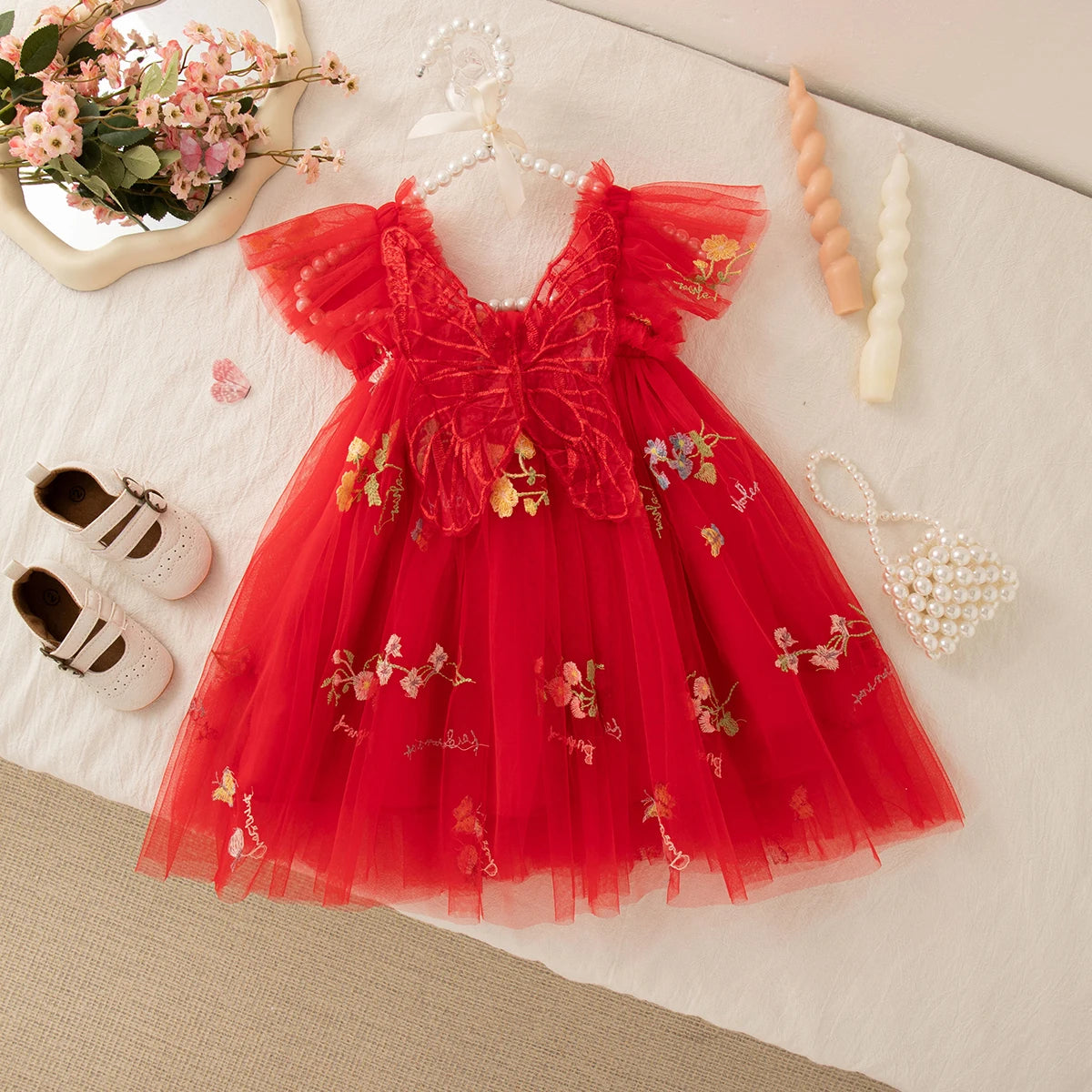 Butterfly Garden Embroidered Dress