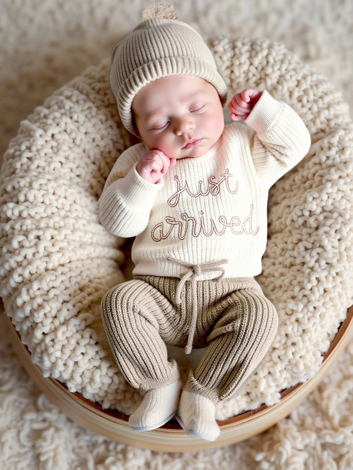 Just Arrived Knit Newborn Set