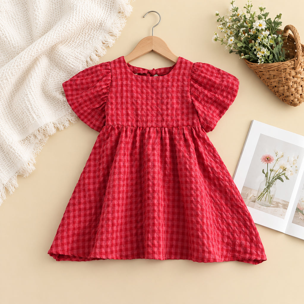 Ruby Plaid Bow Dress