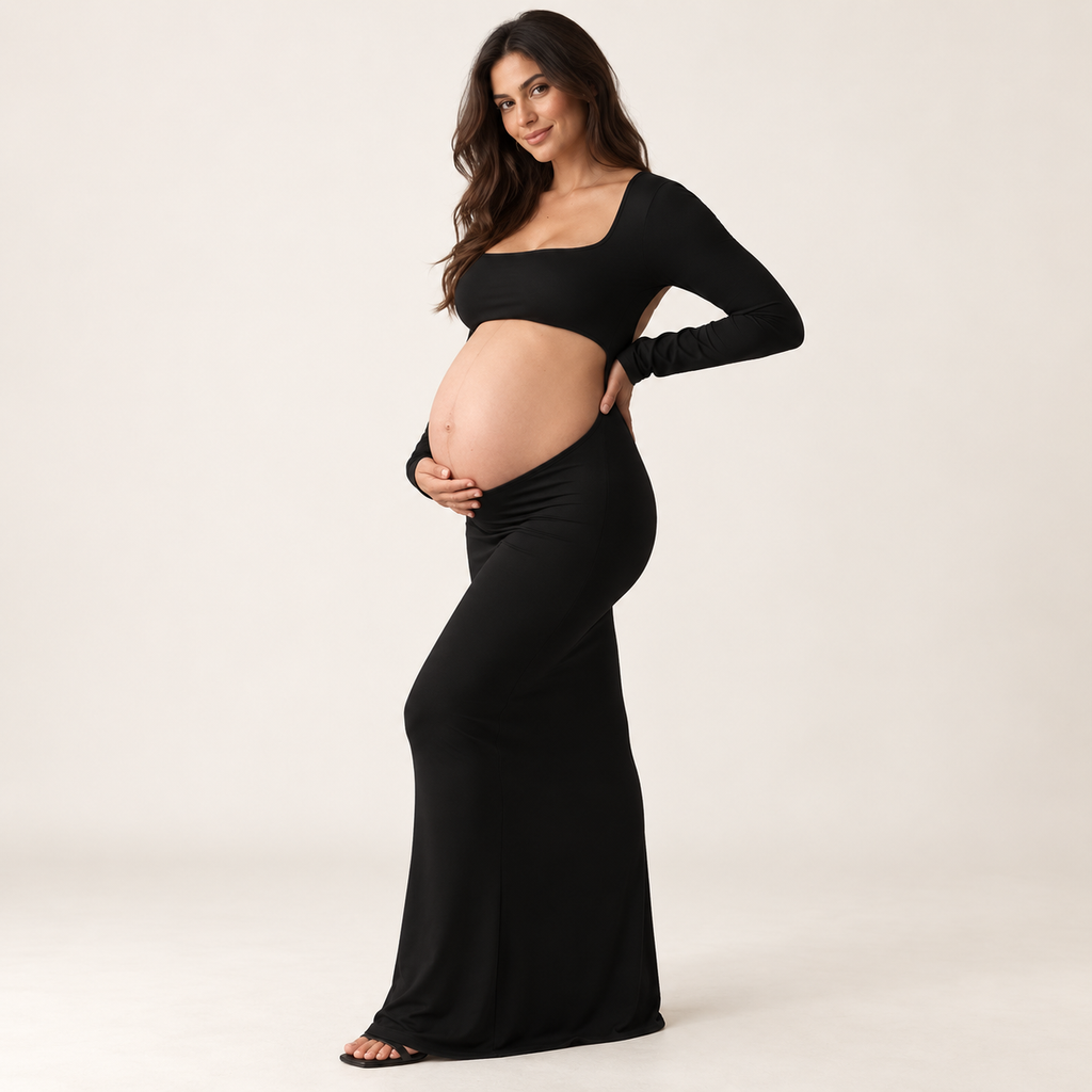 Elara Square-Neck Maternity Dress
