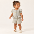 Gingham Bubble-Sleeve Set